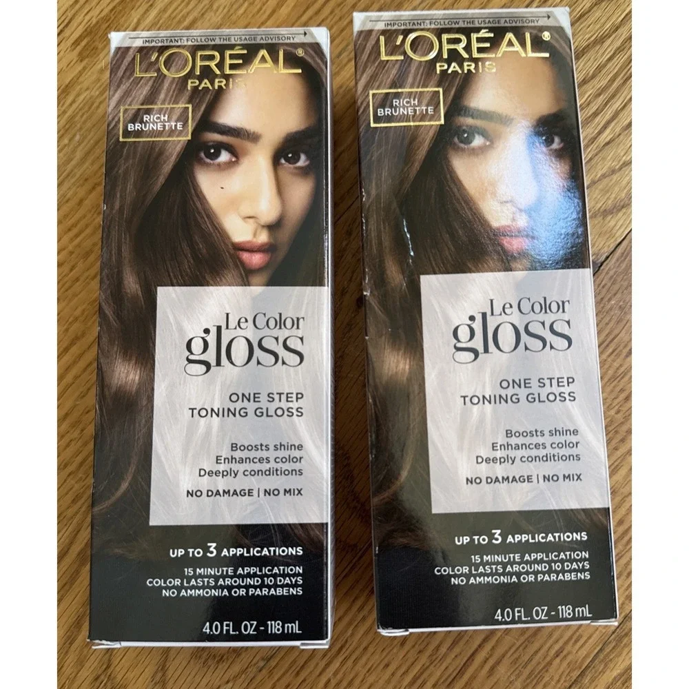 2x L'Oreal Paris Le Color Gloss One Step Hair Toning Rich Brunette 2 Pack